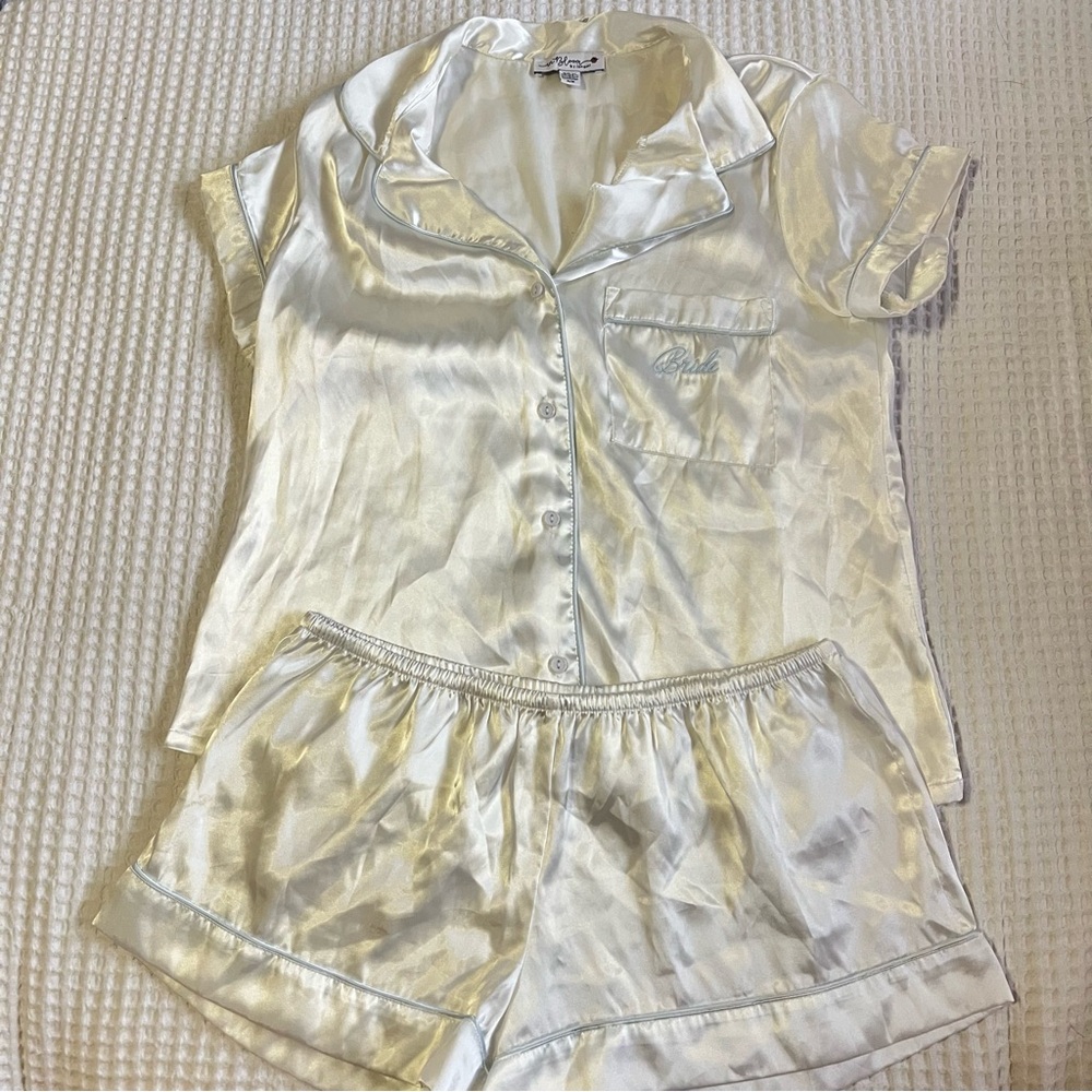 Bridal Cream Satin Pajama Set